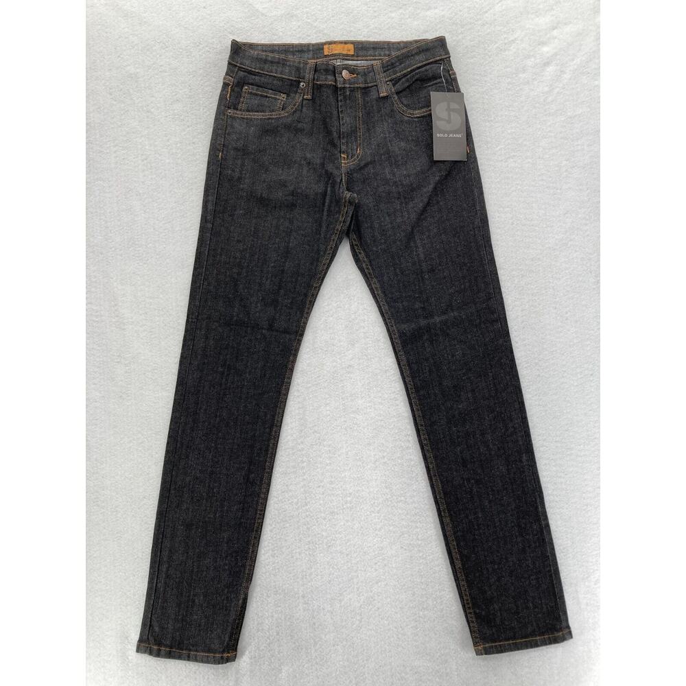 Vintage Solo‎ Jeans Mens 33x32 Skinny Slim Fit Dark Blue Stretch Denim Y2K NWT